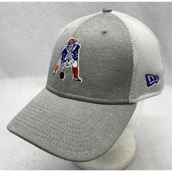 New Era Hat Flex Fit Patriots NFL 39THIRTY Gray White Breathable Medium/ Large - Picture 2 of 10